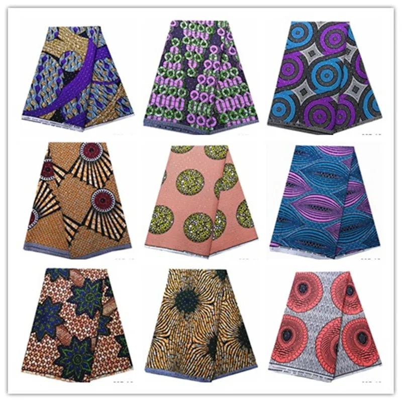 Последние 6 ярдов Анкара Африки полиэстер воск принты ткань со стразами Материал с плоским дном для одежды ремесленничество аксессуары