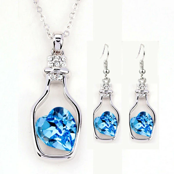 Женский набор украшений из синих бутылок с геометрическим рисунком|fashion jewellery
