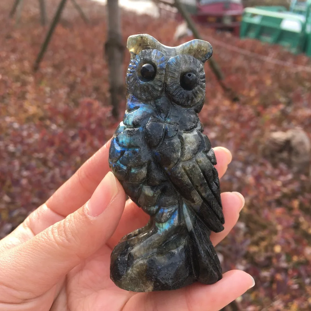 

Фигурка Совы, натуральный камень, лабрадорит, кристалл, Исцеление Рейки