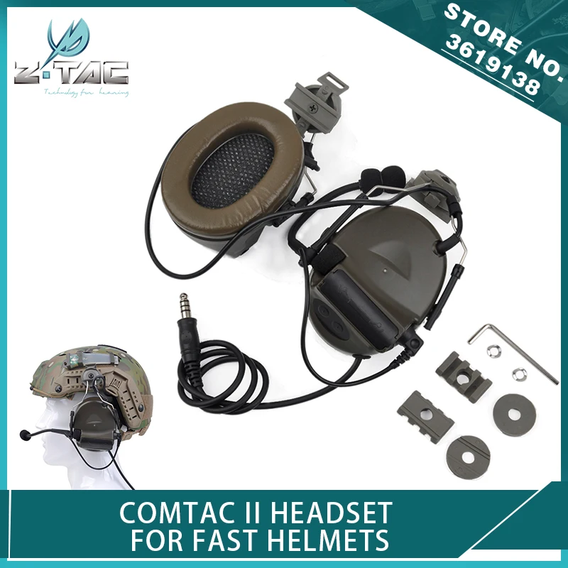 

Z-Tactical Airsoft Comtac II Headset with Peltor Helmet Rail Adapter Set for FAST Helmets Noise Canceling Headphone