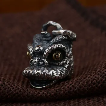 

FNJ 925 Silver Lion Pendant New Fashion Dance 100% Pure Original S925 Thai Silver Pendants for Women Men Jewelry Making