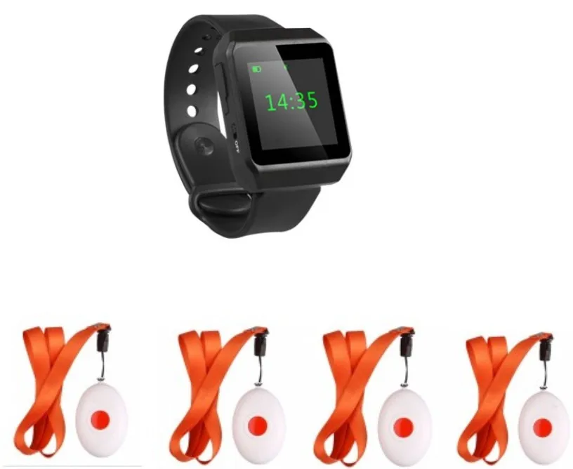 

Free shiping! Elderly pager system, wireless patient calling system, nurse call bell, watch pager , nackelace service button