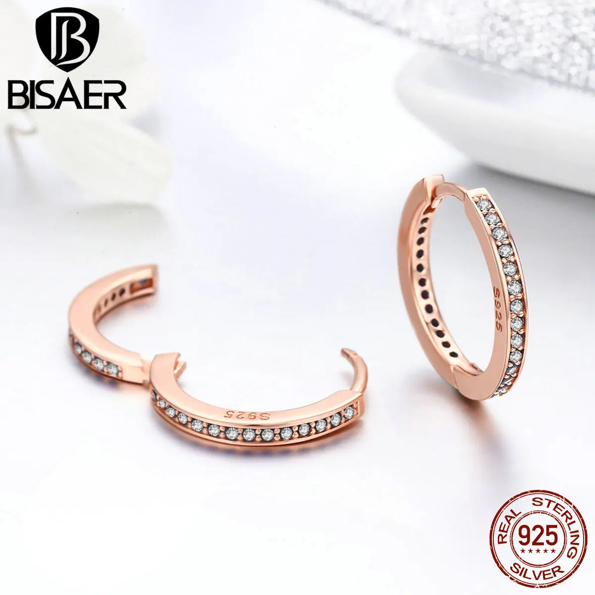 

Authentic 925 Sterling Silver Clearly CZ Round Circle Small Simple Hoop Earrings Women Sterling Silver Jewelry Engagement