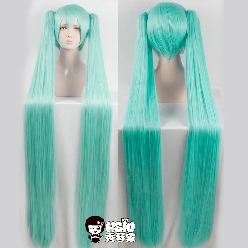 Tanie HSIU wysokiej jakości VOCALOID peruka do cosplay hatsune miku kostium grać peruki impreza z okazji halloween Anime gra włosy 150cm akwamaryn peruka