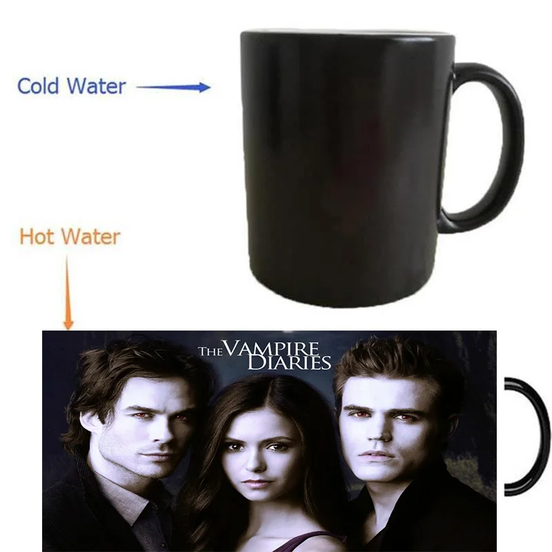 Vampire Diaries mugs heat transfer change color Heat reveal mugs