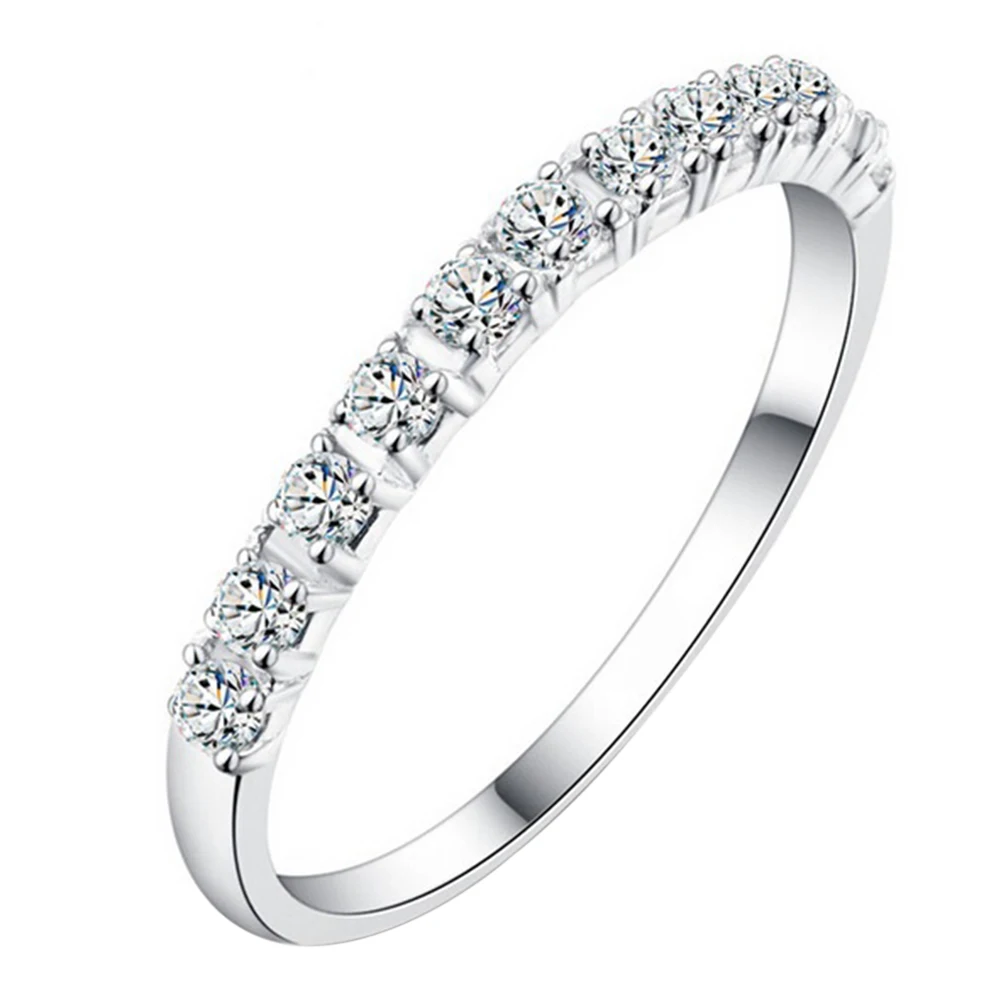 Fashion Women 925 Sterling Silver Rhinestone Wedding Engagement Ring Jewelry Thin Aros anello anillo bague anel
