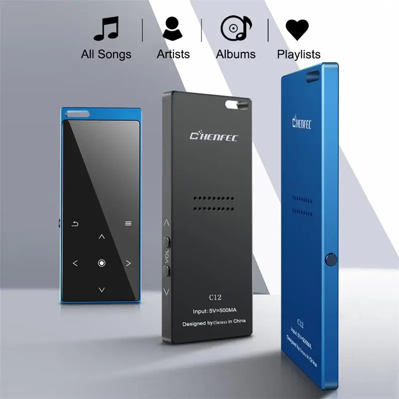MP3 Player New Arrival Metal Touch Button HIFI Bluetooth Music Player Built-in Speaker 8GB/16GB/32GB/40GB Lossless Sound with FM