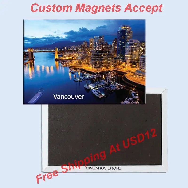 

Free Shipping over $12, Canada Vancouver City View Rectangle Metal Fridge Magnet 5440 Tourism Souvenir