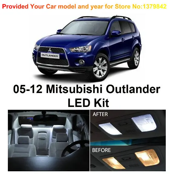 

Free Shipping 4Pcs/Lot car-styling Xenon White Premium Package Kit LED Interior Lights For Mitsubishi Outlander 2005-2012