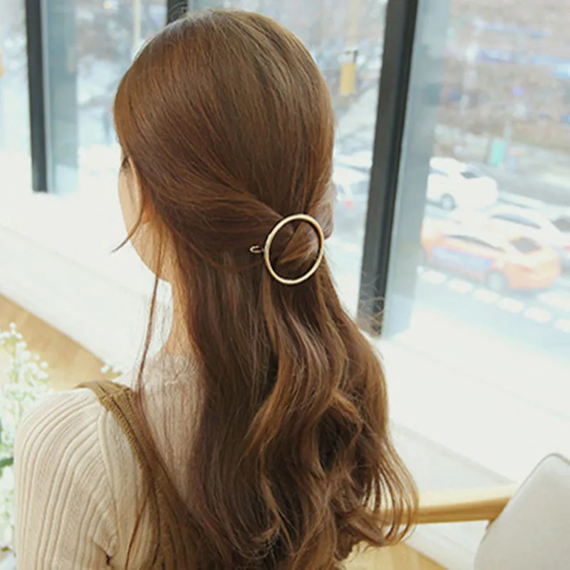 Fashion Woman Hair Accessories Triangle Hair Clip Pin Metal Geometric Alloy Hairband Moon Circle Hairgrip Barrette Girls Holder