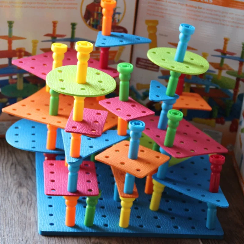 Fly AC intelligence stitching plastic small nail plate pull nails early education building blocks toy