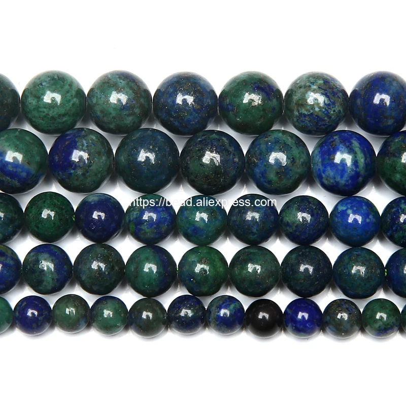 

Free Shipping Natural Stone Chrysocolla Azurite Round Loose Beads 15" Strand Pick Size for Jewelry Making DIY