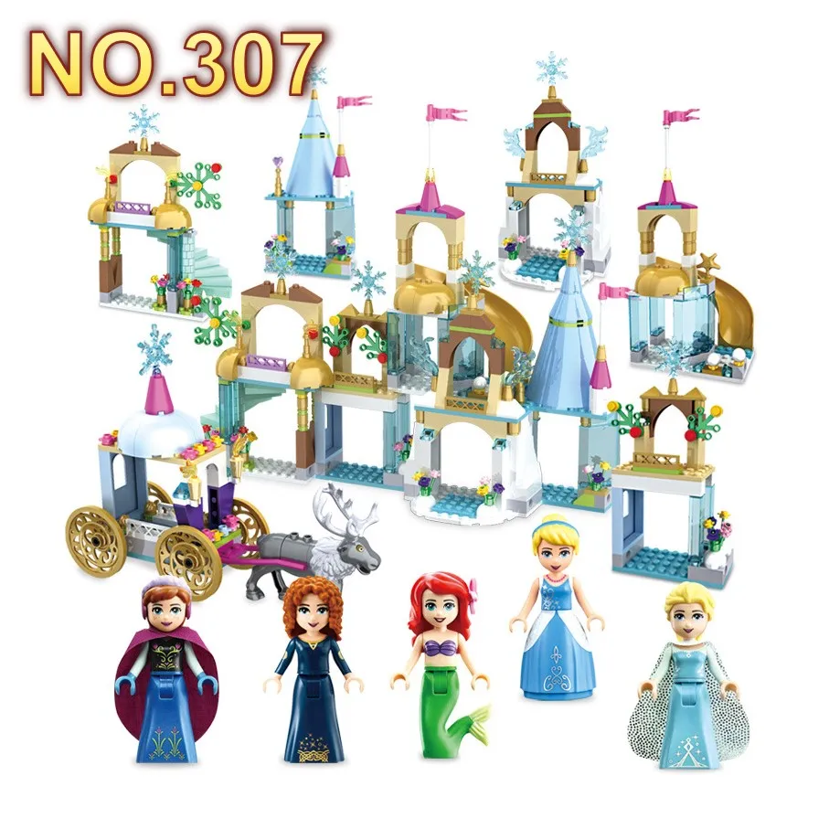 

6in1 Legoed Friends Series Figures Frozens Dream Princess Castle Set Model Building Block Toys Compatible Legoed Toys For Girl