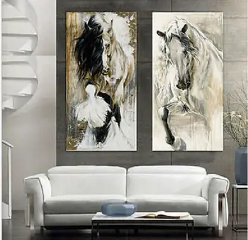 

100%hand-painted abstract oil painting horse walking elegant on canvas no framed