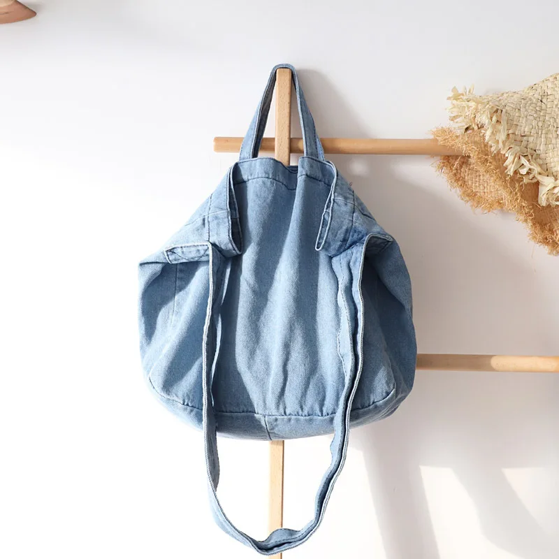 L'OMBRE холщовые сумки на плечо Tote джинсовые джинсы простой стиль для шоппинга