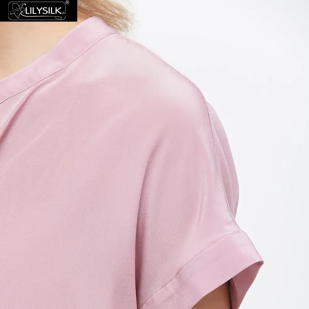 LilySilk Silk Tee Versatile Split Neck Ladies New Free Shipping