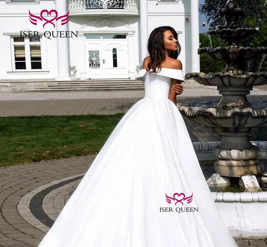 Бальное платье с коротким рукавом, атласное свадебное платье es со шлейфом и v-образным вырезом размера плюс, винтажное свадебное платье, арабское Новое W0548