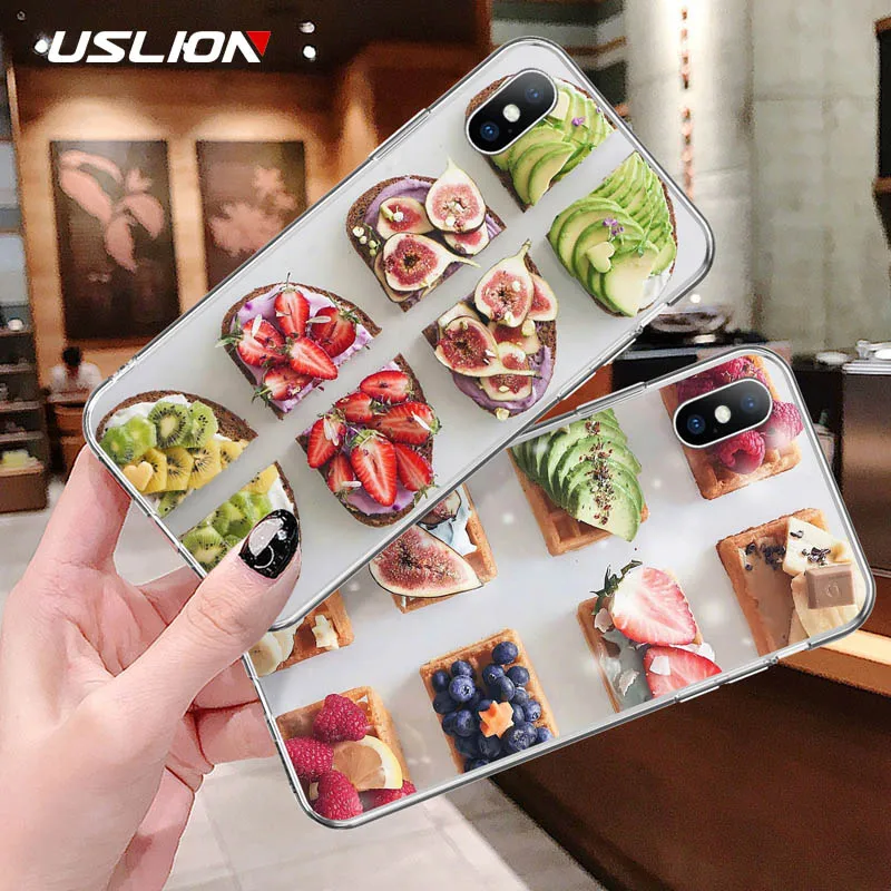 Чехол USLION для iPhone X XS XR Xs Max прозрачный мягкий чехол-накладка из ТПУ с принтом