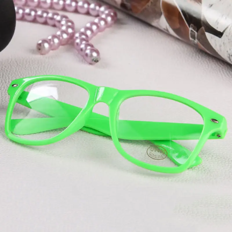 Mayitr 1pc Fashion Nerd Clear Glasses Clear Lens Geek Glasses 16 Colors Plain Mirror Plastic Full frame Eyeglasses Eyewear
