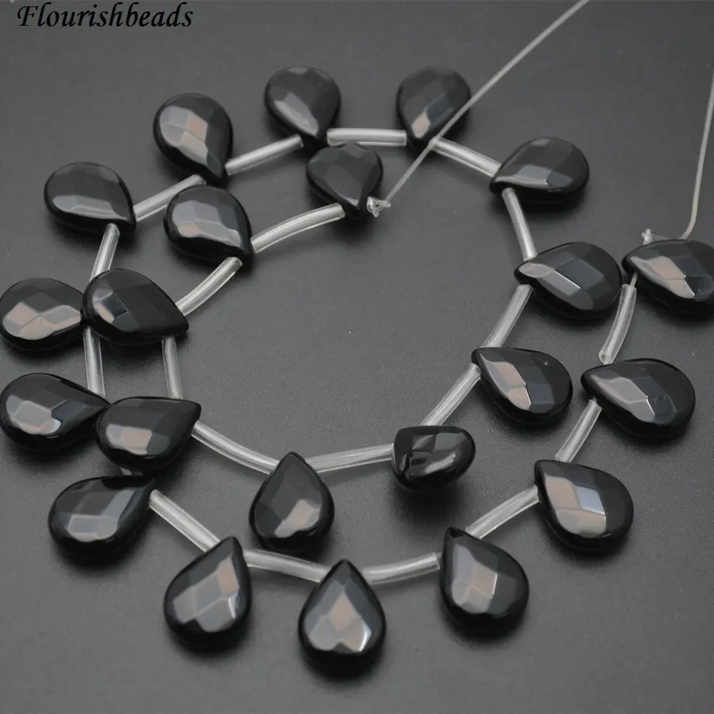 Граненые бусины из натурального чистого черного оникса агата плоские в форме