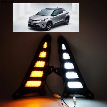 

CSGJMY 2PCS For Toyota C-HR CHR 2016 2017 2018 2019 Turn Yellow Signal Style Relay DRL Car LED Daytime Running Light Daylight