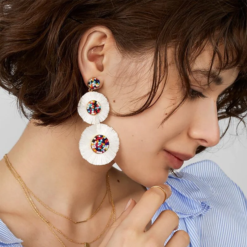 

Lalynnlys Bohemian Statement Fringe Earrings For Girls and Ladies Multicolored Bead Dangle Earrings Christmas Gifts Hot E43231