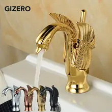 Золотой Лебедь Кран Ванная комната Роскошный европейский стиль Резьба раковины смесители бортике torneira banheiro ZR475