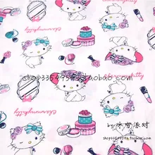 140x50cm1pc hello kitty ткань хлопок белая тонкая Красивая hello kitty кошка печатная ткань для DIY шитья одежда для малышей