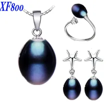 XF800 Природный жемчуг ювелирные наборы, реальная пресноводная перла 4 цвет 925 серебряных ювелирных изделий партии обручальное для женщин S100