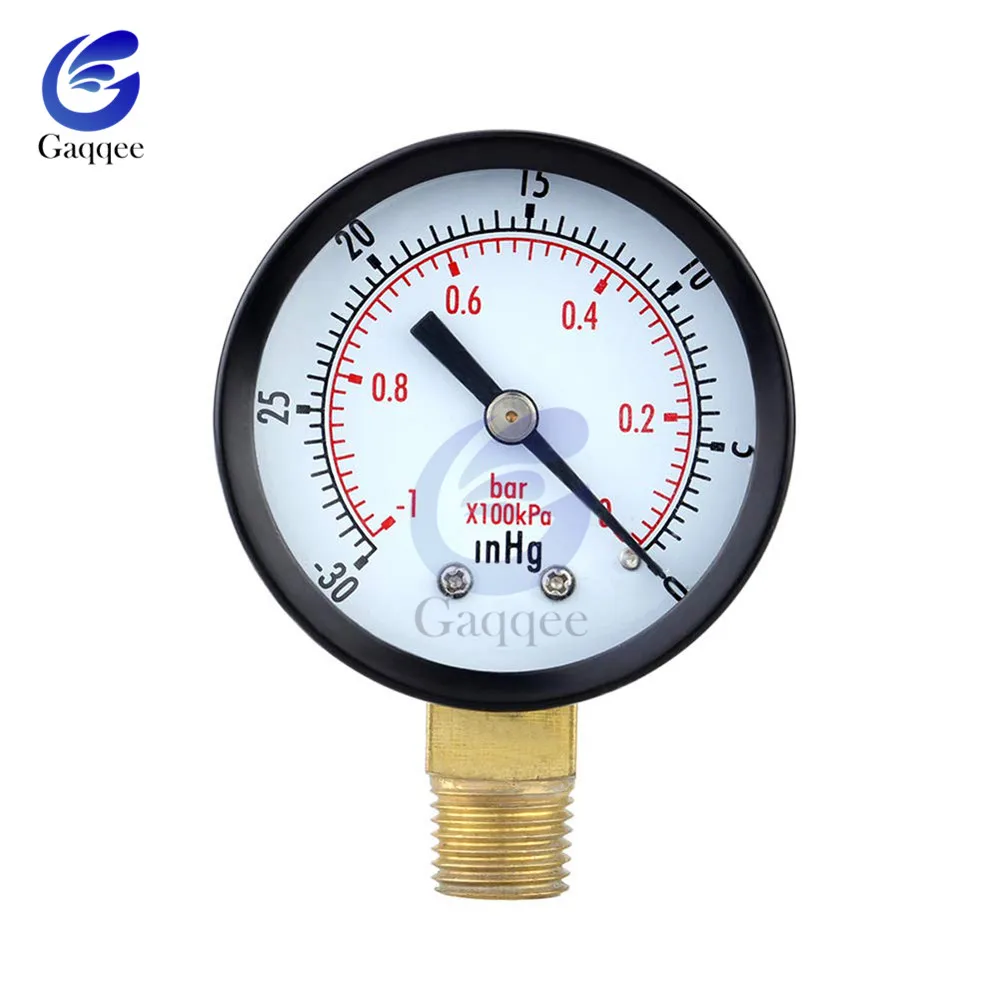 PPortable Dual Scale Dial Gauge 1/4" NPT 1/4" 1/8" BSP Vacuum Pressure Meter Gauge Manometer Dial Display Digital Pressure Gauge