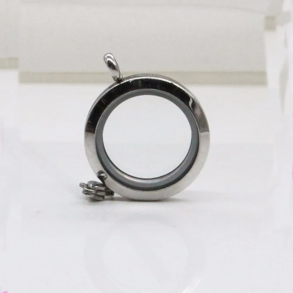 

Float Locket Necklace Glass Float Charms Memory Locket Pendant Chain Necklace 25mm 10pcs/lot