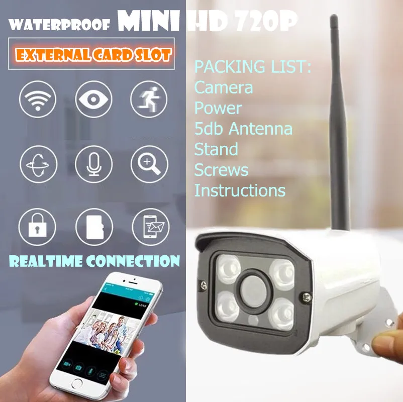 bilder für Wasserdichte Ip-kamera WiFi 720 P ONVIF Drahtlose gewehrkugel cam Videoüberwachung HD IR Nachtsicht Mini Im Freien Sicherheit CCTV System bilder für Wasserdichte Ip-kamera WiFi 720 P ONVIF Drahtlose gewehrkugel cam Videoüberwachung HD IR Nachtsicht Mini Im Freien Sicherheit CCTV System