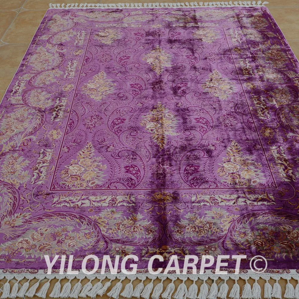 Yilong 5,5x" ручной работы Фиолетовый ковер цветочный ручной работы традиционный коврики(1554