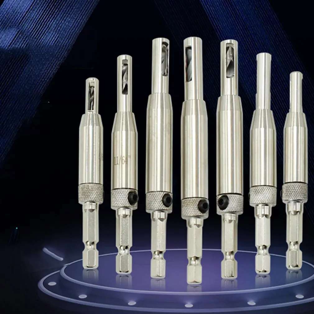 

4/7/16PCS Hinge Hinge Hole Opener Woodworking Reamer Sets Door And Window Automatic Positioning Center Reamer Hex Bit Tool Set