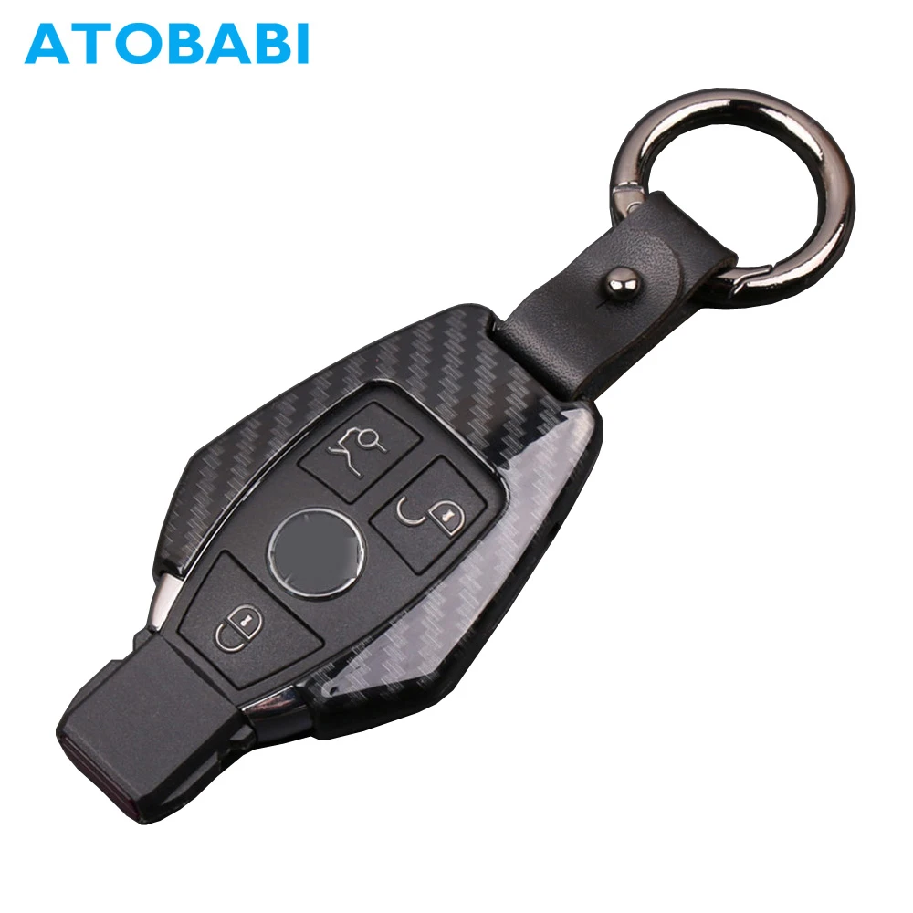 Carbon Fiber Remote Key Fob Case Cover Key Chain Ring fit for Mercedes C E CLS Carbon Fiber Remote Key Fob Case Cover Key Chain Ring fit for Mercedes C E CLS