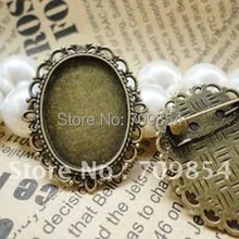100 шт./лот 18*25 мм латунь основе Античная бронза кабошон лоток брошь ювелирных изделий