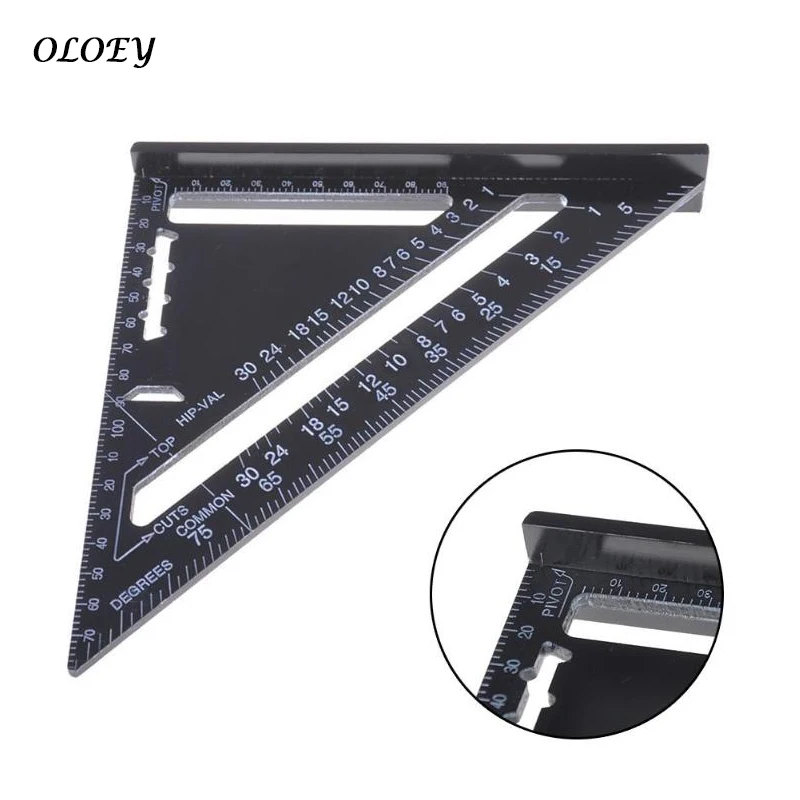 

12inch High-Precision Triangle Angle Ruler for Woodworking Quick Read Square Layout Gauge Measuring Tool Black