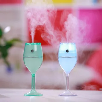 

LED Wine Cup USB Colorful Desk Night Lamp 80ml Air Humidifier Red Wine Cups No Noise Mini Portable Air Cleaner for Home Car Use