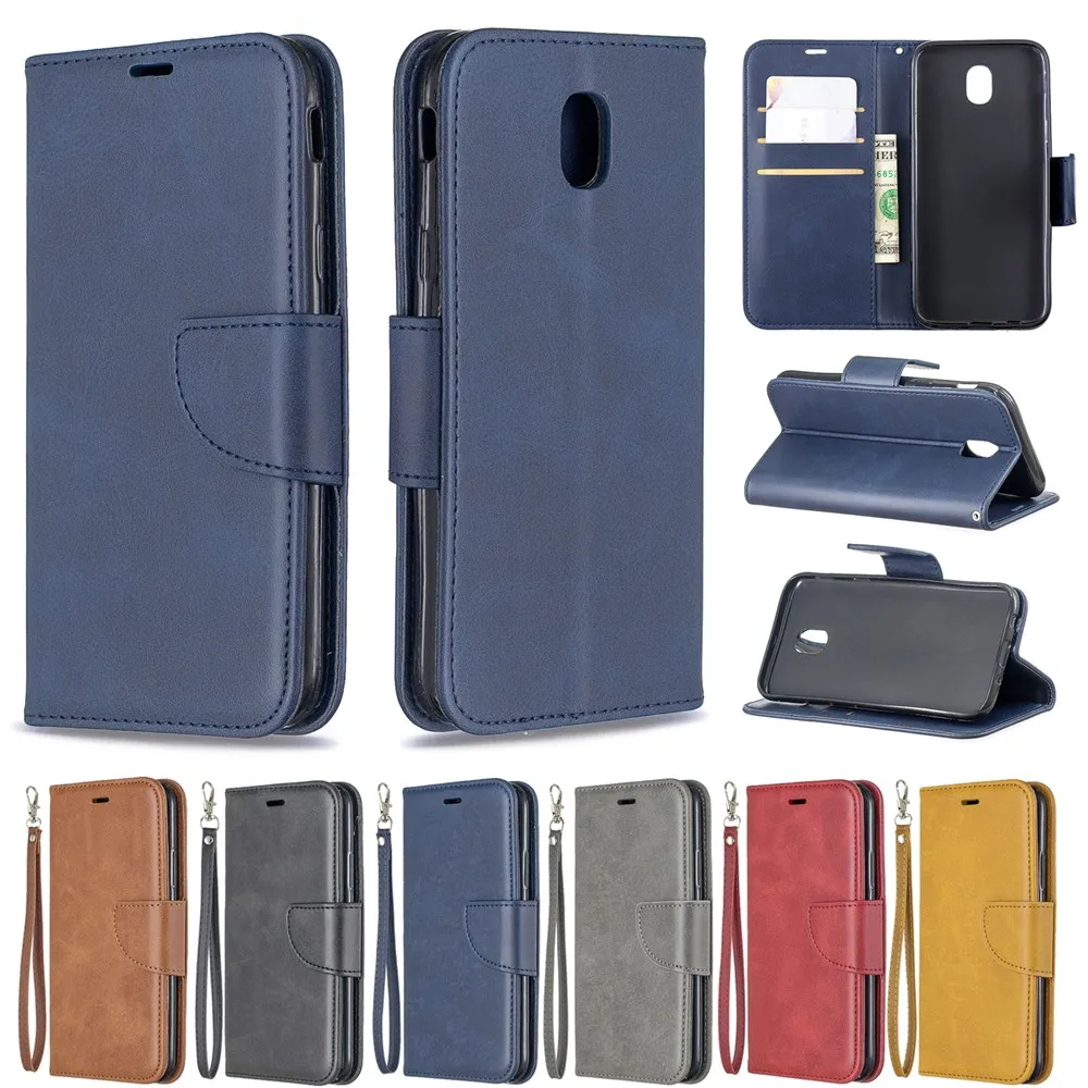 

Business J5 2017 Case Plain Filp Leather Wallet For Samsung Galaxy J3 2017 Case with Hand Strap J330 J530 J730 Protection Cover