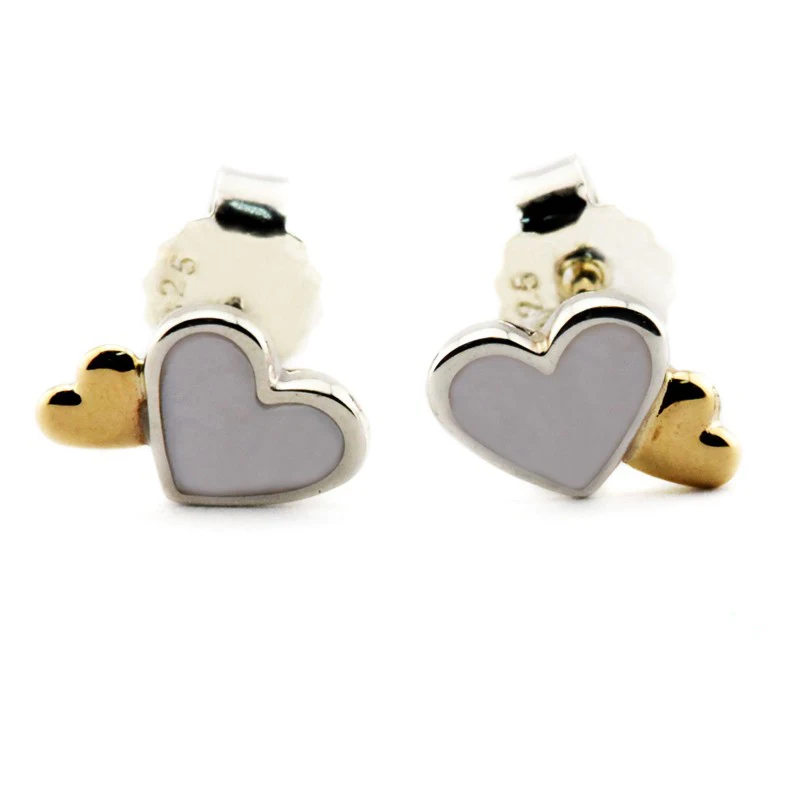 

Luminous Hearts Stud Earring with 14K Real Gold Sterling-Silver-Jewelry 925 Silver Earrings for Women Wholesale Free Shipping