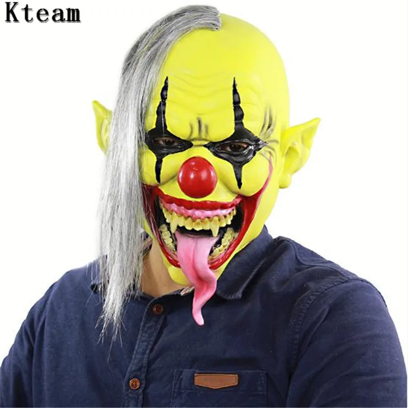 

Hot White Hair Scary Latex 1990 Stephen King's It Clown Pennywise Party Mask Dress Funny Cosplay Costume Joker Clown Masks Props