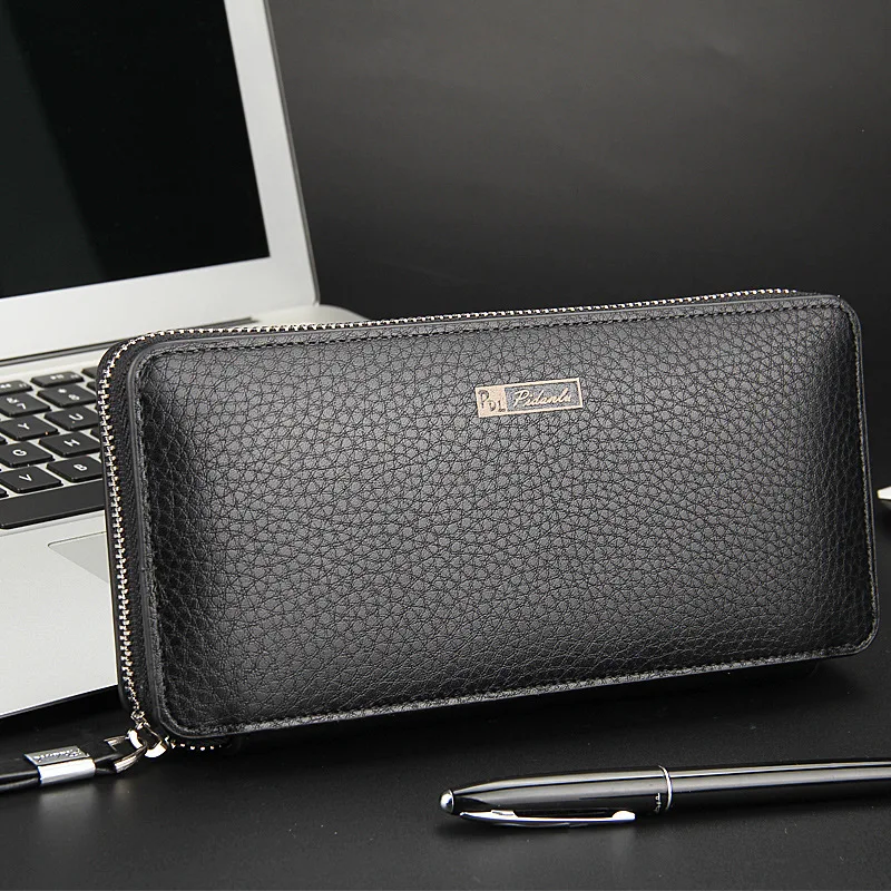 

Luxury famous brand men wallet handbag zipper clutch bag multifunctional long design wallets for male phone card holder pochette