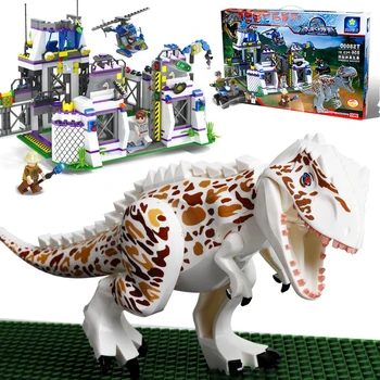 

New Jurassic World Dinosaurs Ambush Lab Institute Fit Lepining Jurassic Dinosaur City Figures Building Block Bricks Diy Kid Gift