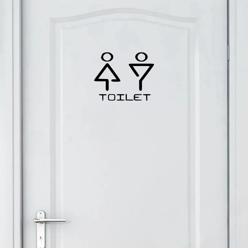 

Toilet Sign Man Woman Door Decal Wall Sticker Black Graphical Accessories
