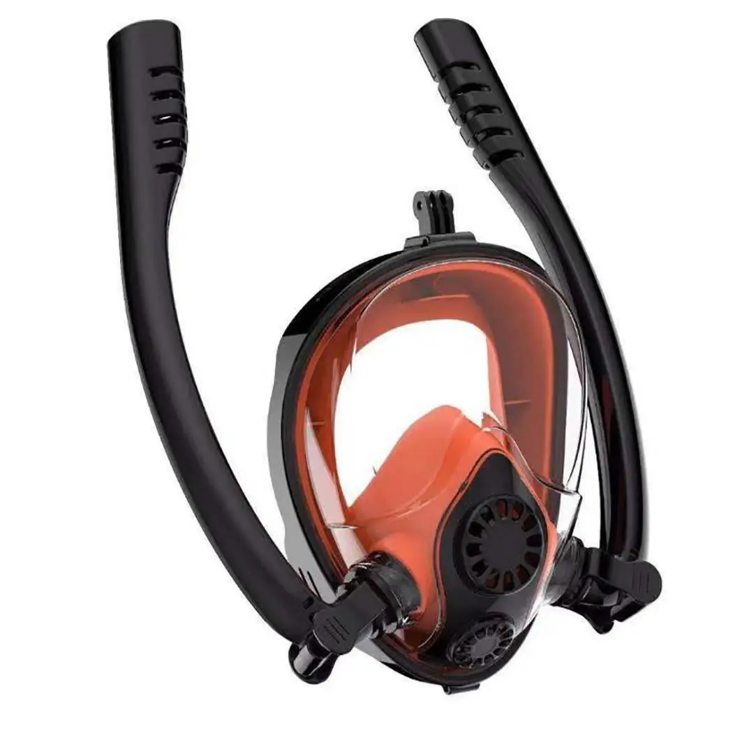 

Diving Mask Anti-fog Goggles Double Breath Pipe for Gopro Dual Airflow Anti-Fog Technology. Snorkeling Mask