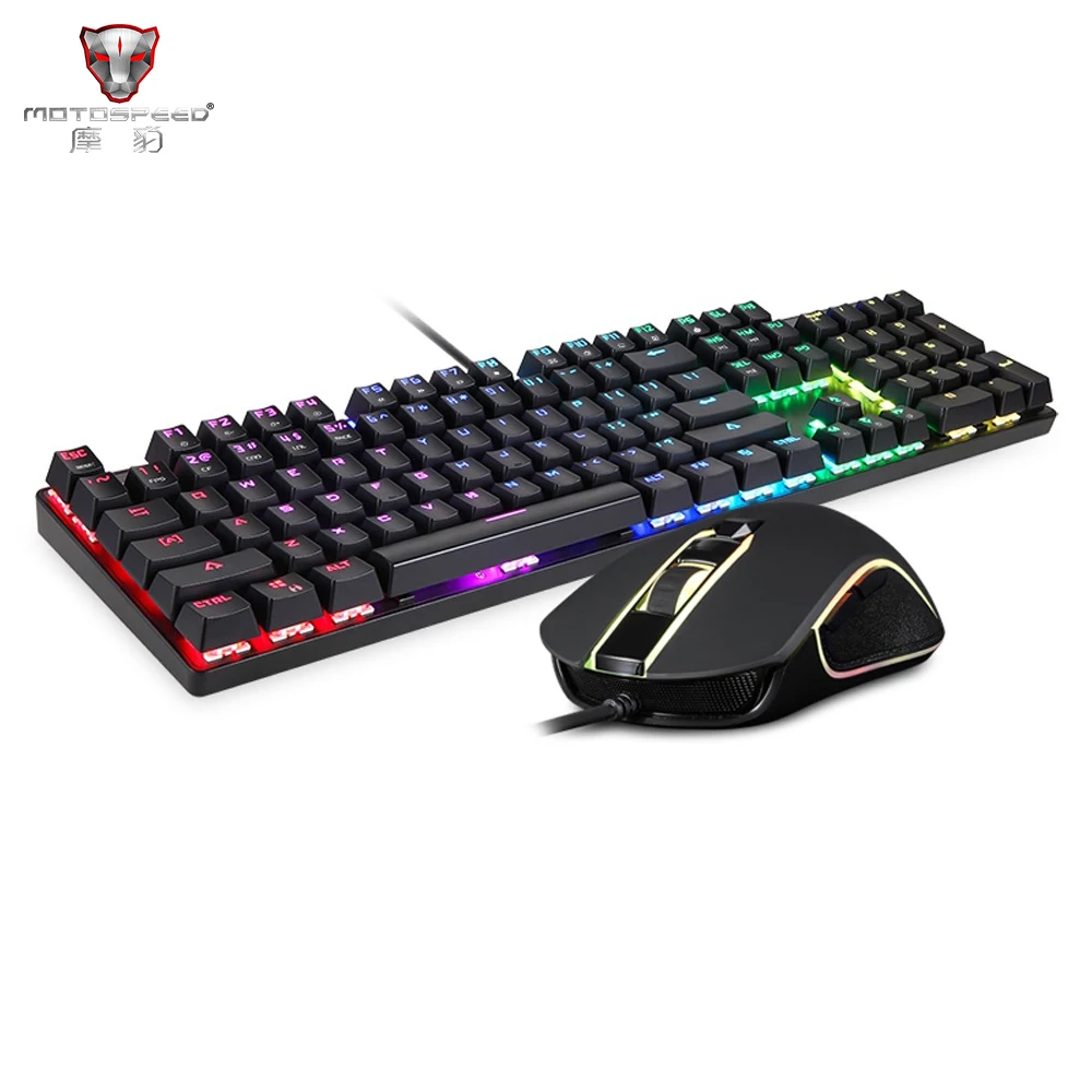 

Motospeed CK888 Gaming Mechanical Keyboard + Adjustable DPI Mouse Set with 1.8m Cable for Computer Pro Gamer RGB LED Backlight