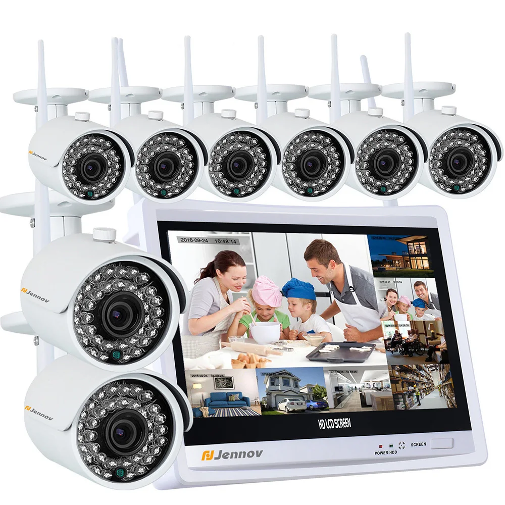 

Einnov 8CH 1080P Wireless Security CCTV IP Camera System NVR 12 inch LCD Monitor HD 8PCS Camara P2P wifi Video Surveillance Kit