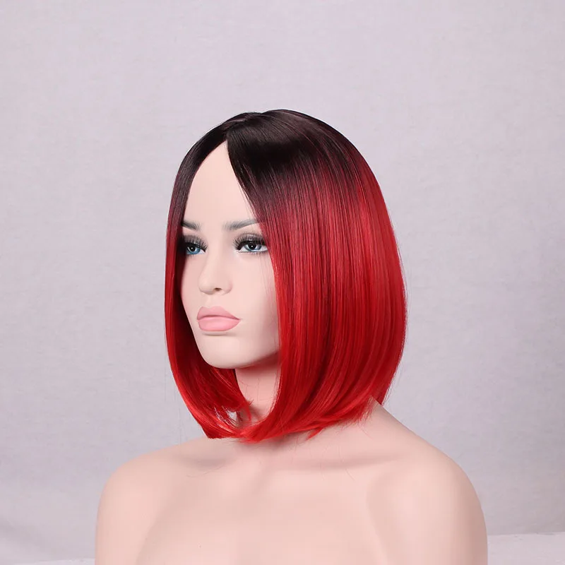 Женский парик из синтетического волокна Similler Ombre короткий два тона розовый
