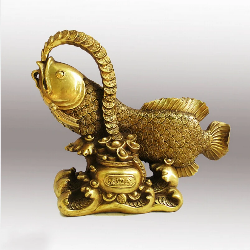 Details about   Chinese Brass gold plated wealth lucky fishing poet Home decoration 