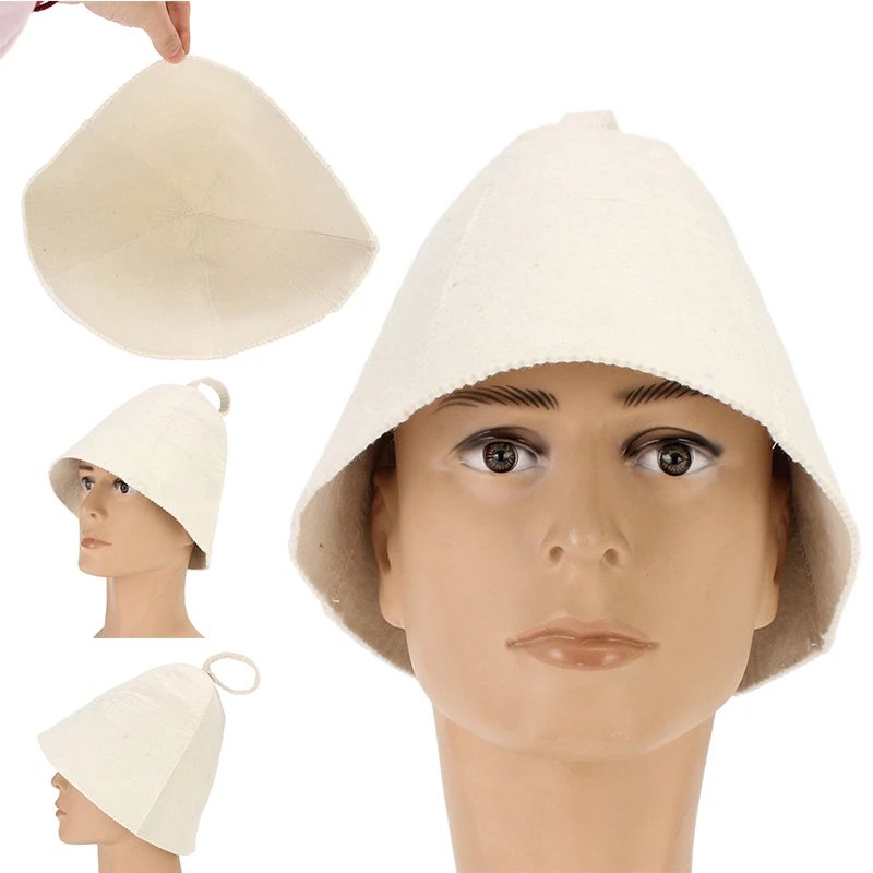100% Wool Felt,BEST Hot Sale sauna room bath caps in Russia,terry shower cap,microfiber shower cap hat wash 22cm White